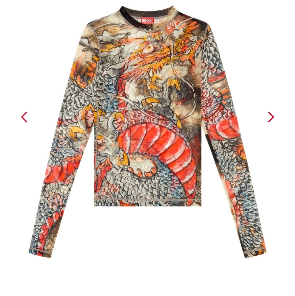 Diesel Multicolor Dragon Long Sleeve Top
